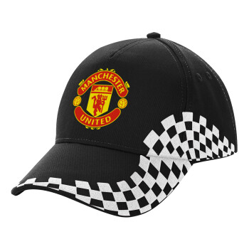 Manchester United F.C., Καπέλο Ενηλίκων Ultimate ΜΑΥΡΟ RACING, (100% ΒΑΜΒΑΚΕΡΟ DRILL, ΕΝΗΛΙΚΩΝ, UNISEX, ONE SIZE)