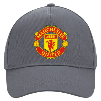 Manchester United F.C., Ultimate Adult Hat Grey, (100% COTTON DRILL, ADULT, UNISEX, ONE SIZE)