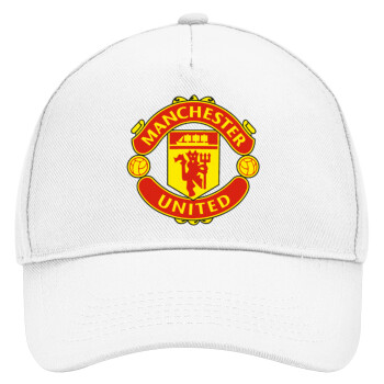 Manchester United F.C., Adult Baseball Cap, Drill, White (100% COTTON, ADULT, UNISEX, ONE SIZE)