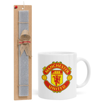 Manchester United F.C., Easter Set, Ceramic Cup (330ml) & Easter aromatic flat candle (30cm) (GRAY)