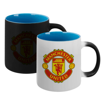 Manchester United F.C., Κούπα Μαγική εσωτερικό μπλε, κεραμική 330ml που αλλάζει χρώμα με το ζεστό ρόφημα (1 τεμάχιο)