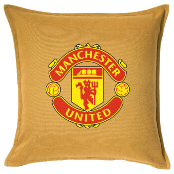Manchester United F.C., Sofa cushion YELLOW 50x50cm includes filling