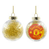 Transparent Christmas tree ball ornament with gold filling 8cm