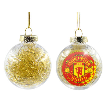 Manchester United F.C., Transparent Christmas tree ball ornament with gold filling 8cm