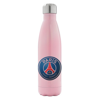 Paris Saint-Germain F.C., Metal mug thermos Pink Iridiscent (Stainless steel), double wall, 500ml