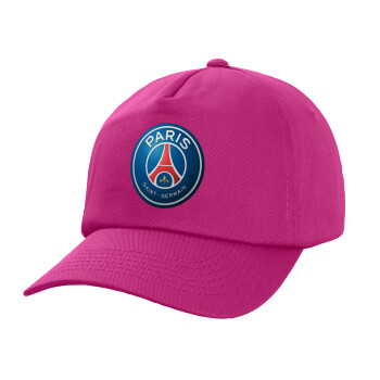 Paris Saint-Germain F.C., Καπέλο παιδικό Baseball, 100% Βαμβακερό Twill, Φούξια (ΒΑΜΒΑΚΕΡΟ, ΠΑΙΔΙΚΟ, UNISEX, ONE SIZE)