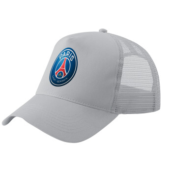 Paris Saint-Germain F.C., Adult Structured Trucker Hat, with Mesh, GRAY (100% COTTON, ADULT, UNISEX, ONE SIZE)