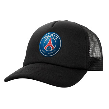 Paris Saint-Germain F.C., Καπέλο Ενηλίκων Soft Trucker με Δίχτυ Μαύρο (POLYESTER, ΕΝΗΛΙΚΩΝ, UNISEX, ONE SIZE)