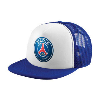 Paris Saint-Germain F.C., Adult Soft Trucker Hat with Blue/White Mesh (POLYESTER, ADULT, UNISEX, ONE SIZE)