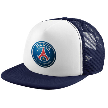 Paris Saint-Germain F.C., Καπέλο παιδικό Soft Trucker με Δίχτυ ΜΠΛΕ ΣΚΟΥΡΟ/ΛΕΥΚΟ (POLYESTER, ΠΑΙΔΙΚΟ, ONE SIZE)