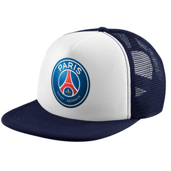 Paris Saint-Germain F.C., Adult Soft Trucker Hat with Dark Blue/White Mesh (POLYESTER, ADULT, UNISEX, ONE SIZE)