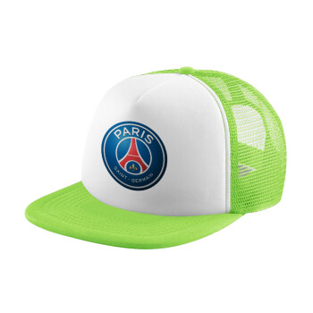 Paris Saint-Germain F.C., Καπέλο Ενηλίκων Soft Trucker με Δίχτυ ΠΡΑΣΙΝΟ/ΛΕΥΚΟ (POLYESTER, ΕΝΗΛΙΚΩΝ, ONE SIZE)