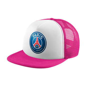 Paris Saint-Germain F.C., Καπέλο παιδικό Soft Trucker με Δίχτυ ΡΟΖ/ΛΕΥΚΟ (POLYESTER, ΠΑΙΔΙΚΟ, ONE SIZE)