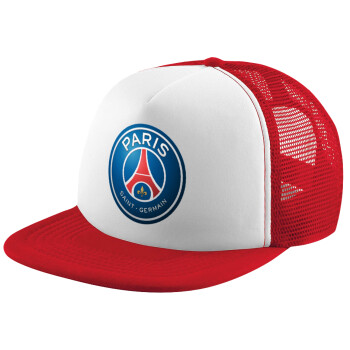 Paris Saint-Germain F.C., Καπέλο παιδικό Soft Trucker με Δίχτυ ΚΟΚΚΙΝΟ/ΛΕΥΚΟ (POLYESTER, ΠΑΙΔΙΚΟ, ONE SIZE)