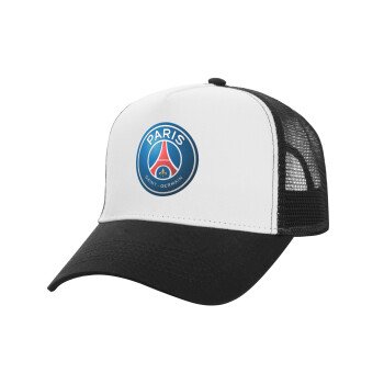 Paris Saint-Germain F.C., Adult Structured Trucker Hat, with Mesh, WHITE/BLACK (100% COTTON, ADULT, UNISEX, ONE SIZE)