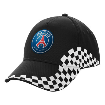 Paris Saint-Germain F.C., Καπέλο Ενηλίκων Ultimate ΜΑΥΡΟ RACING, (100% ΒΑΜΒΑΚΕΡΟ DRILL, ΕΝΗΛΙΚΩΝ, UNISEX, ONE SIZE)