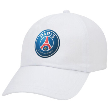 Paris Saint-Germain F.C., Adult Baseball Cap White 5-panel (POLYESTER, ADULT, UNISEX, ONE SIZE)