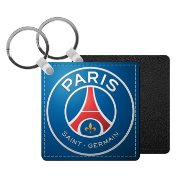 Paris Saint-Germain F.C., Μπρελόκ Δερματίνη, τετράγωνο ΜΑΥΡΟ (5x5cm)