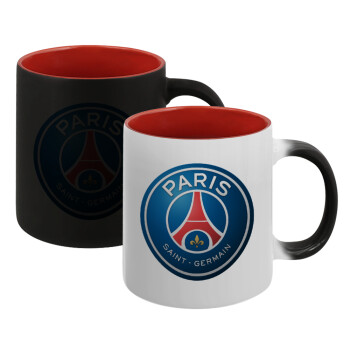 Paris Saint-Germain F.C., Κούπα Μαγική εσωτερικό κόκκινο, κεραμική, 330ml που αλλάζει χρώμα με το ζεστό ρόφημα (1 τεμάχιο)