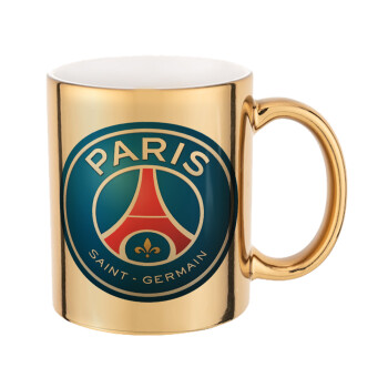 Paris Saint-Germain F.C., Mug ceramic, gold mirror, 330ml