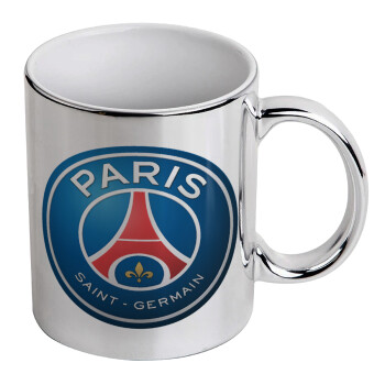Paris Saint-Germain F.C., Mug ceramic, silver mirror, 330ml