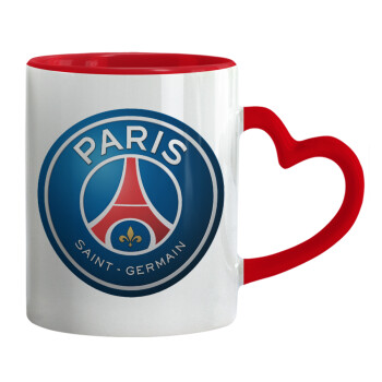 Paris Saint-Germain F.C., Mug heart red handle, ceramic, 330ml