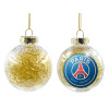 Transparent Christmas tree ball ornament with gold filling 8cm