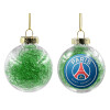 Transparent Christmas tree ball ornament with green filling 8cm