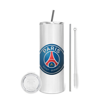Paris Saint-Germain F.C., Eco friendly stainless steel tumbler 600ml, with metal straw & cleaning brush