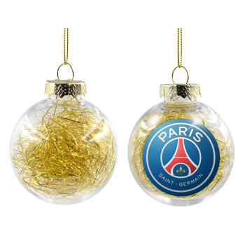 Paris Saint-Germain F.C., Transparent Christmas tree ball ornament with gold filling 8cm