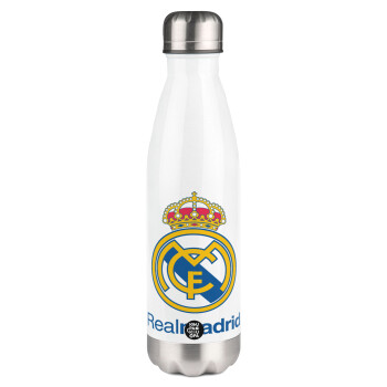 Real Madrid CF, Metal mug thermos White (Stainless steel), double wall, 500ml