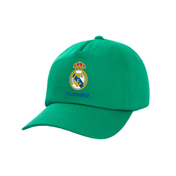 Real Madrid CF, Καπέλο παιδικό Baseball, 100% Βαμβακερό Twill, Πράσινο (ΒΑΜΒΑΚΕΡΟ, ΠΑΙΔΙΚΟ, UNISEX, ONE SIZE)
