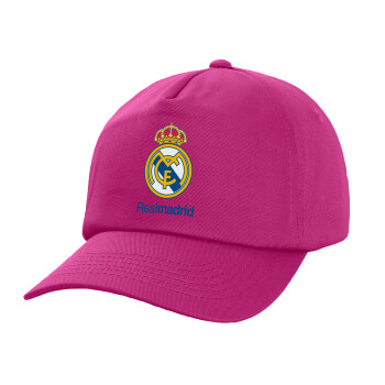 Real Madrid CF, Καπέλο παιδικό Baseball, 100% Βαμβακερό Twill, Φούξια (ΒΑΜΒΑΚΕΡΟ, ΠΑΙΔΙΚΟ, UNISEX, ONE SIZE)