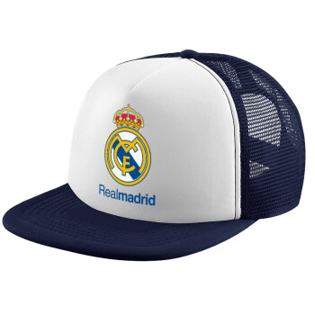 Real Madrid CF, Καπέλο παιδικό Soft Trucker με Δίχτυ ΜΠΛΕ ΣΚΟΥΡΟ/ΛΕΥΚΟ (POLYESTER, ΠΑΙΔΙΚΟ, ONE SIZE)