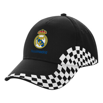 Real Madrid CF, Καπέλο Ενηλίκων Ultimate ΜΑΥΡΟ RACING, (100% ΒΑΜΒΑΚΕΡΟ DRILL, ΕΝΗΛΙΚΩΝ, UNISEX, ONE SIZE)