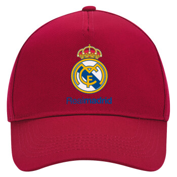 Real Madrid CF, Καπέλο Ενηλίκων Ultimate ΚΟΚΚΙΝΟ, (100% ΒΑΜΒΑΚΕΡΟ DRILL, ΕΝΗΛΙΚΩΝ, UNISEX, ONE SIZE)