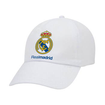 Real Madrid CF, Καπέλο Ενηλίκων Baseball Λευκό 5-φύλλο (POLYESTER, ΕΝΗΛΙΚΩΝ, UNISEX, ONE SIZE)