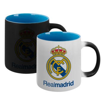 Real Madrid CF, Κούπα Μαγική εσωτερικό μπλε, κεραμική 330ml που αλλάζει χρώμα με το ζεστό ρόφημα (1 τεμάχιο)