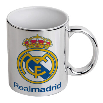 Real Madrid CF, Mug ceramic, silver mirror, 330ml