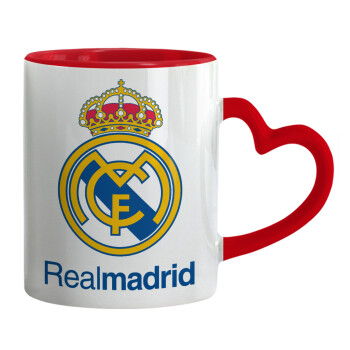 Real Madrid CF, Mug heart red handle, ceramic, 330ml