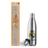 Easter Set, metallic stainless thermos flask (500ml) & scented flat Easter candle (30cm) (GRAY)