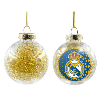 Real Madrid CF, Transparent Christmas tree ball ornament with gold filling 8cm