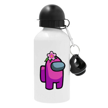 Among US girl, Metal water bottle, White, aluminum 500ml