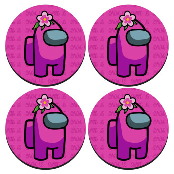 Among US girl, SET of 4 round wooden coasters (9cm)