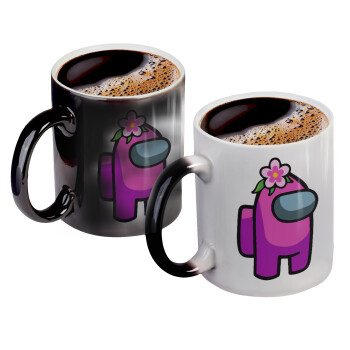 Among US girl, Color changing magic Mug, ceramic, 330ml when adding hot liquid inside, the black colour desappears (1 pcs)