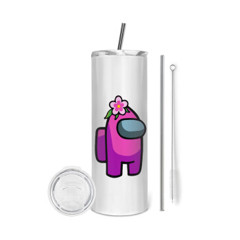 Among US girl, Eco friendly stainless steel tumbler 600ml, with metal straw & cleaning brush