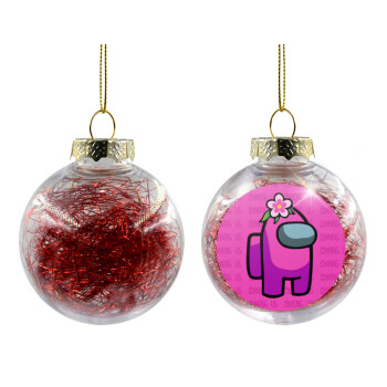 Among US girl, Transparent Christmas tree ball ornament with red filling 8cm