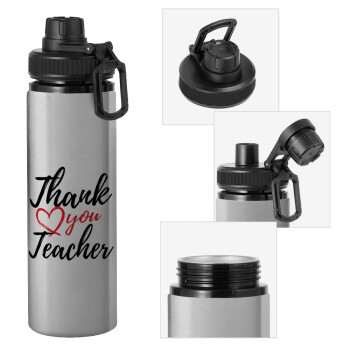 Thank you teacher, Μεταλλικό παγούρι νερού με καπάκι ασφαλείας, αλουμινίου 850ml
