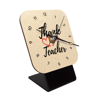 Thank you teacher, Επιτραπέζιο ρολόι σε φυσικό ξύλο (10cm)