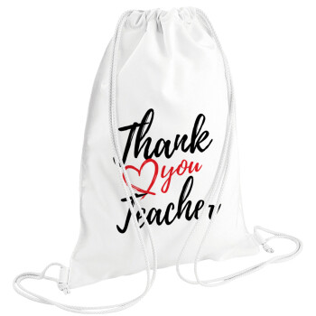 Thank you teacher, Backpack pouch GYMBAG white (28x40cm)